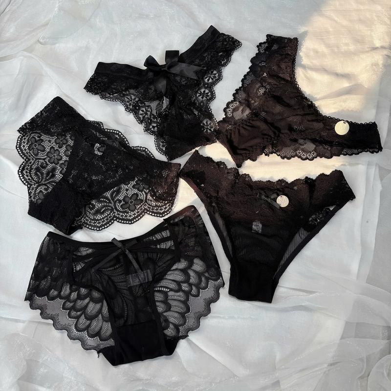 AA36 - Sét 5 Quần Lót Đen Ren Mẫu Xinh Nữ Tính Ren Mềm Mại Co Giãn Women Trần Phương Shop