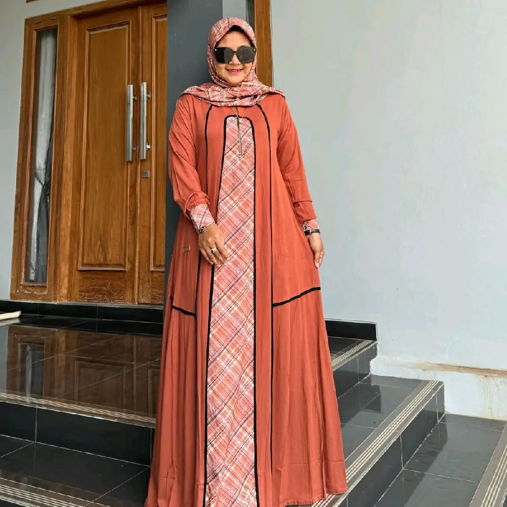 GAMIS MUSLIM SET HIJAB BLEWAH DRESS WANITA RAYON TWILL BY SAULIN STORE
