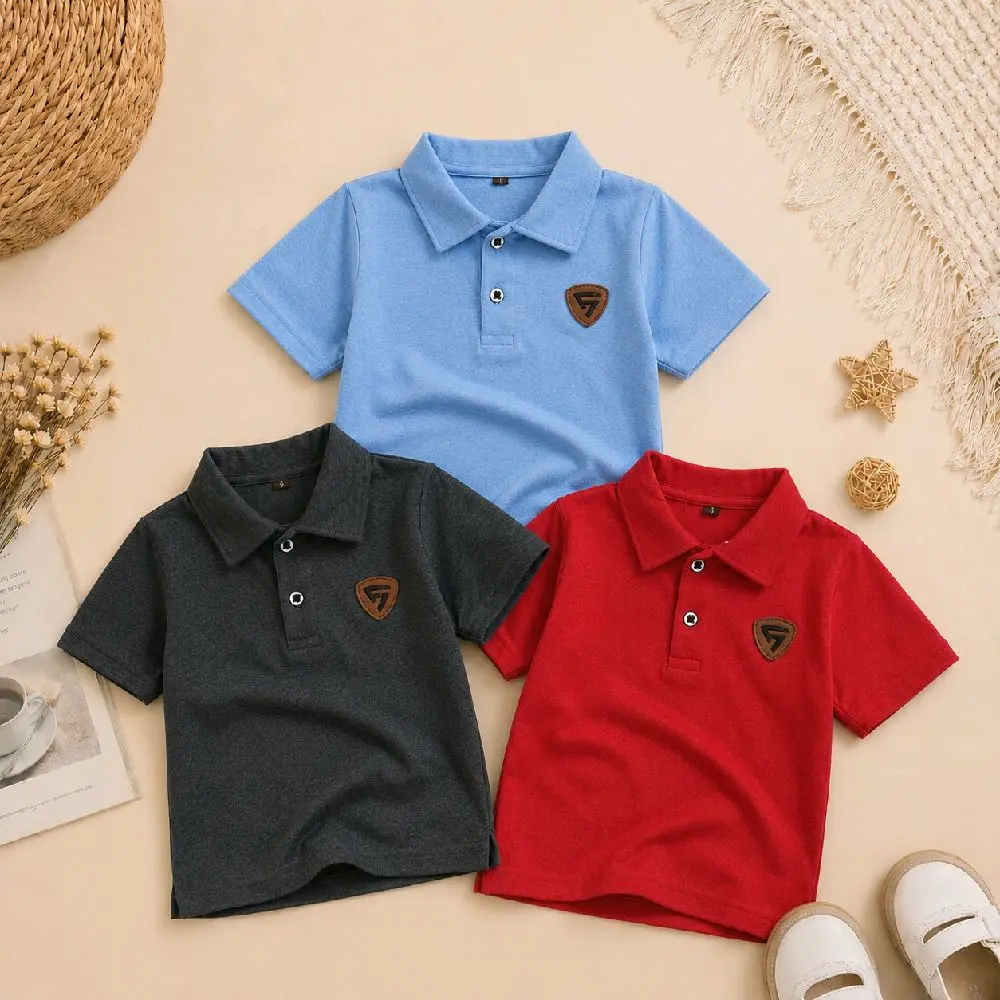 PAKET 3pcs Kaos kerah anak laki laki usia 1-9 tahun Fashion