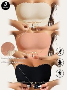 Brasier sin tirantes de color sólido para mujer, cómodo y transpirable para uso diario, lencería para todas las estaciones