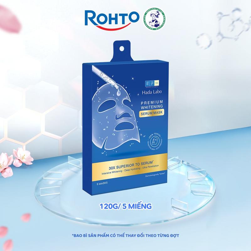 Hộp mặt nạ tinh chất dưỡng sáng da cao cấp Hada Labo Premium Whitening Mask Box 115g 5 miếng