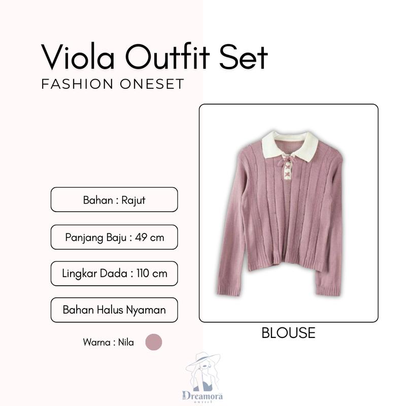 one set outfit remaja ( Blouse Coquette + Celana Ivory + Tas Aesthetic + Hijab ) Satu set DM019N Atasan Baju Muslim Nyaman Panjang Setelan Tebal Wanita 6