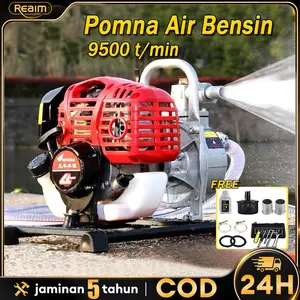 REAIM Mesin Pompa Air Sawah Irigasi Empang Water Pump 1 & 1.5 Inch Mesin Pompa Air Bensin Outdoors Water Pump Bensin, Pompa Self-priming 7HP, Pompa Air Pertanian Daya Tinggi 2-tak, Pompa Air Udara Bensin