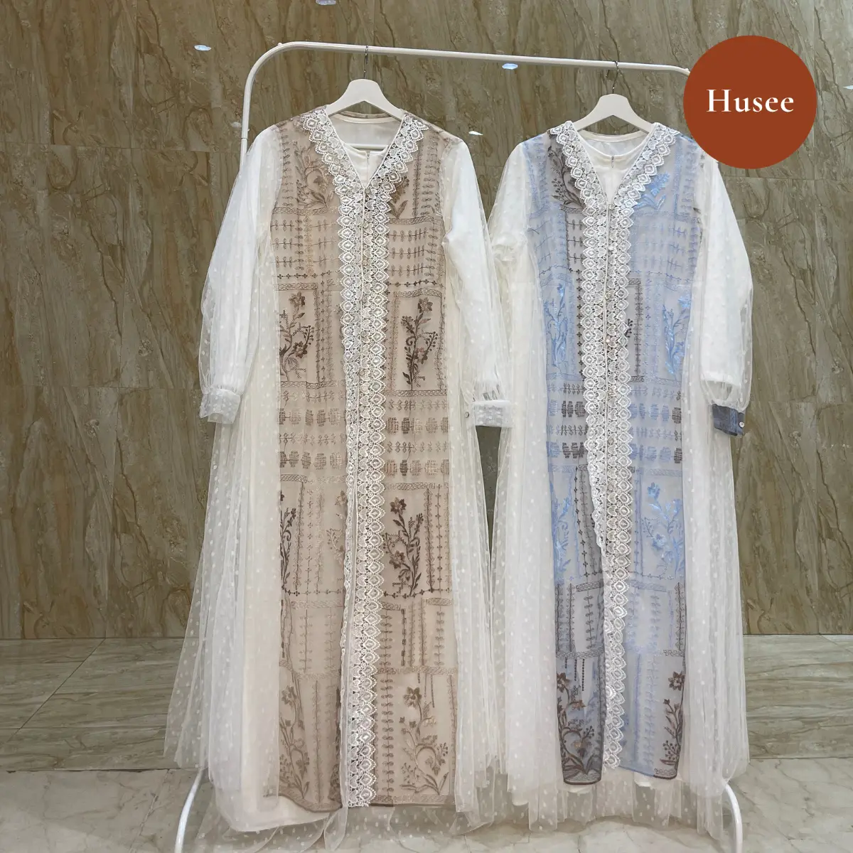 Husee Fashion - Donna Dress - Dress Brukat Premium Wanita Lebaran 2025 Inner + Outer - Muslim, Gamis