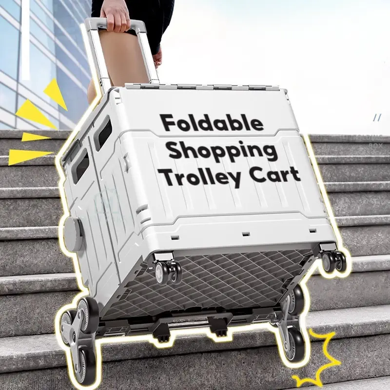 Ready Stock Foldable Grocery Shopping Trolley Large Utility Cart Collapsible Large Capacity Stair Climb 360 Rotatable