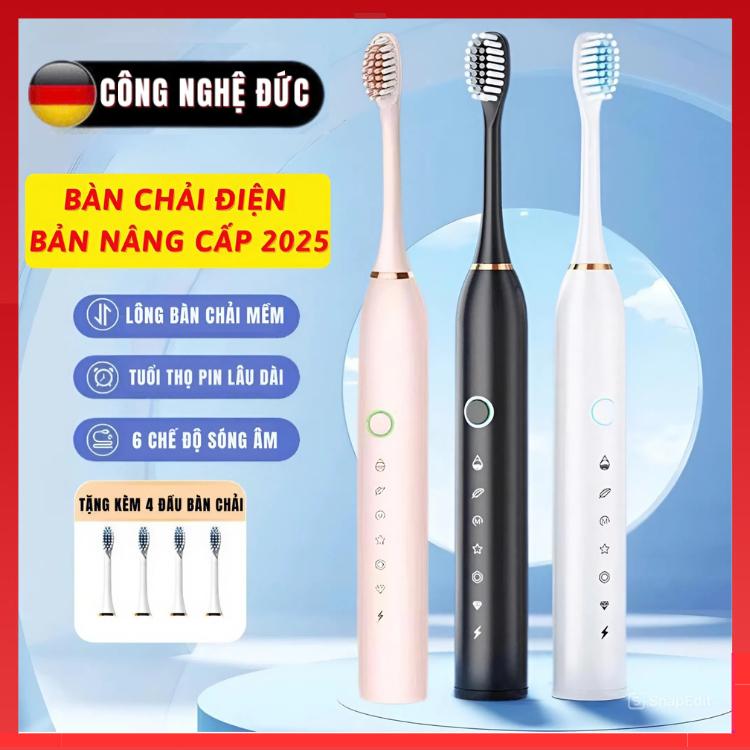 Bàn Chải Điện Đa Năng SONIC Chăm Sóc Răng , Khung Kim Loại , Tặng Kèm 4 Đầu Chải