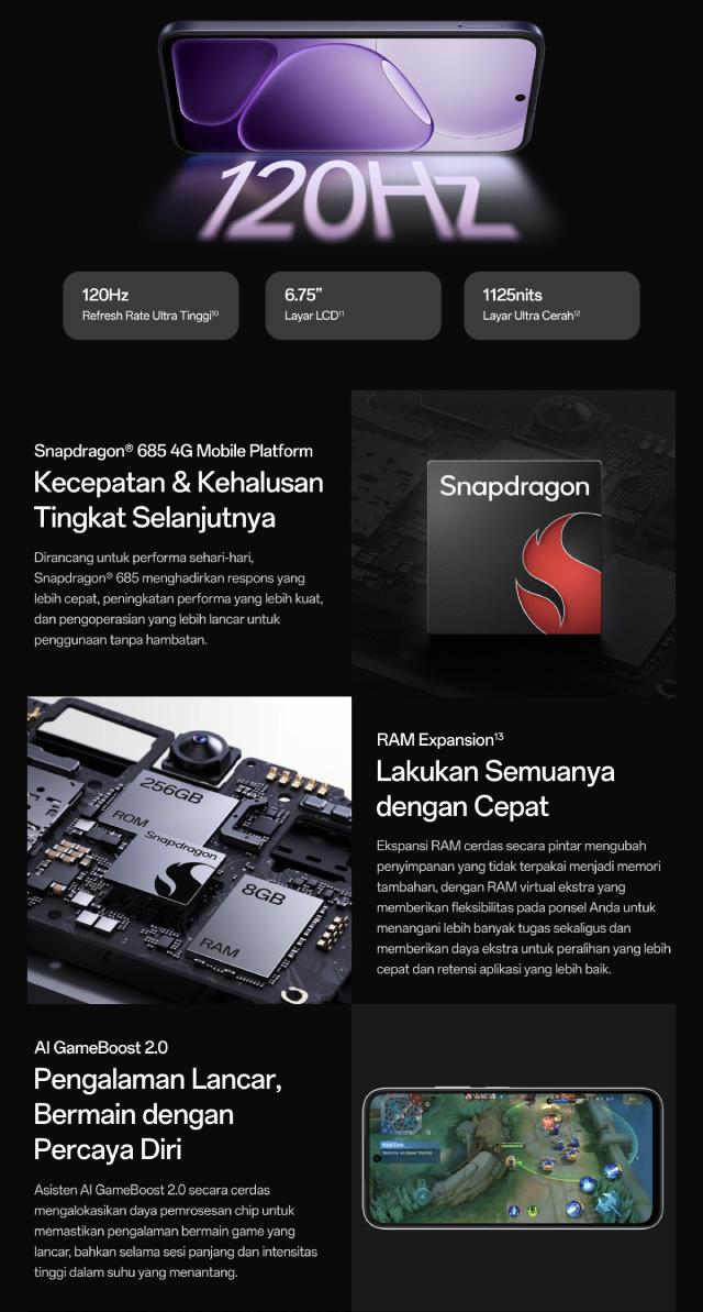 [BAIM APPROVED] OPPO A6t Pro 8GB/128GB Online Exclusive Smartphone [Snapdragon 685, 70000mAh Large Battery 45W SUPERVOOC, IP69 Water & Dust Resistance]