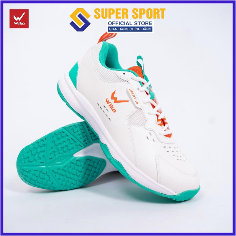 Giày Wika Maru màu trắng nam nữ chính hãng chơi cầu lông, bóng chuyền tặng tất dệt kim khử mùi - Đế Eva chơi trên sân bê tông tốt