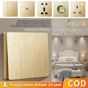 RACK Saklar Lampu Infinity Emas Gold /Stop Kontak/Sakelar/Cetekan Saklar Rumah Gabungan Saklar Rose Gold/Saklar Rumah Mewah
