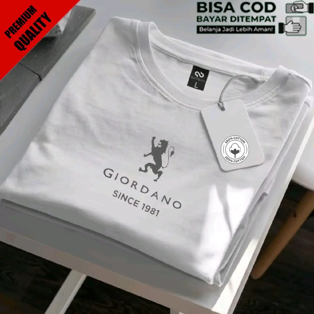 Promo !! Baju Kaos Distro GRDN LION BW Text Silver Premium Quality Kaos Cotton Combed 30s Lengan Pendek T-Shrit Koas Unisex Pria/Wanita Nyaman Panjang
