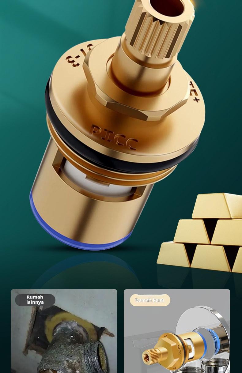 Fitting anti bocor keran universal berbahan tembaga murni, katup sudut, keran air dingin tunggal, inti katup tembaga dapur, pegangan.