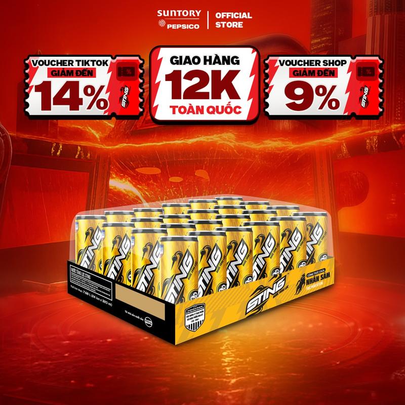 [DEAL SỐC] Thùng 24 Lon Nước Tăng Lực Sting Vàng (320ml/lon)