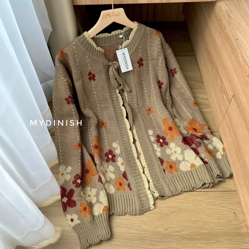 Jima Flower Cardigan Rajut Motif Bunga Korean Style Shop Tokopedia