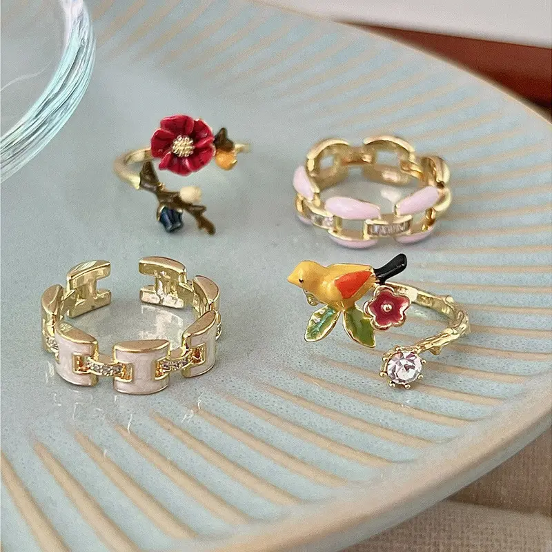 [Yybooklu]COD Personalized Chain Flower Bird Ring Good combination Temperament Versatile Ring Accessories 4