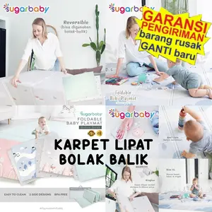 Sugarbaby Foldable Baby Playmat (Nature Series)  Playmat karpet Lipat Biru Pink Tosca Abu Karpet Lipat Travel Size Alas Bayi Tikar