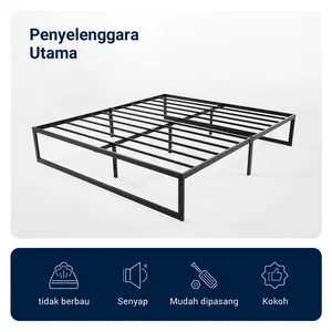 Avenco Tempat Tidur Ranjang Besi Industrial Stabil Alas Minimalism Penyimpanan Bed Hotel, Sewa, Rumah