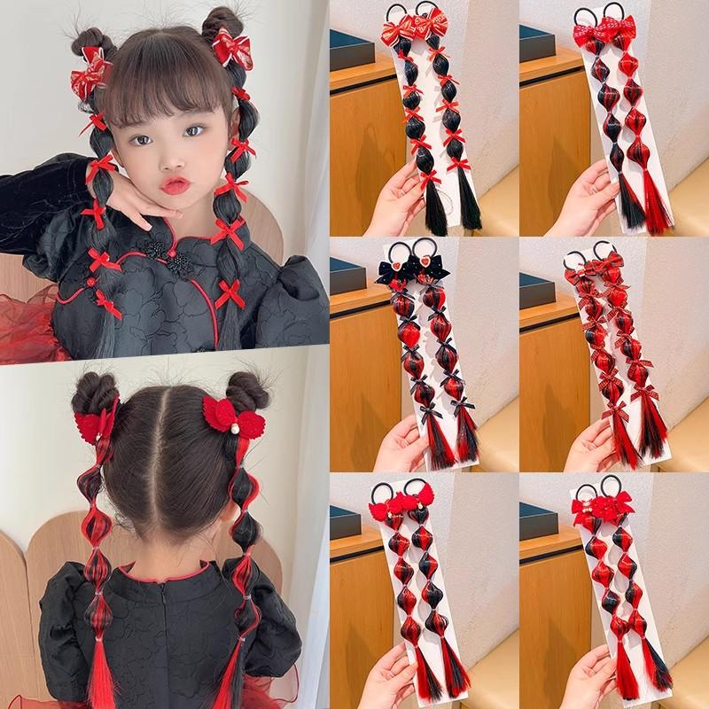 Tóc Giả Trẻ Em Hoạt Hình Dễ Thương Bộ 2 Chiếc Bện Xoắn Tóc Nơ Tóc Giả Cho Bé Gái Thời Trang Tóc Giả Đuôi Ngựa Dây Buộc Tóc