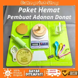 1 set paket hemat pembuat donat / cetakan donat kayu Silicon Kitchenware