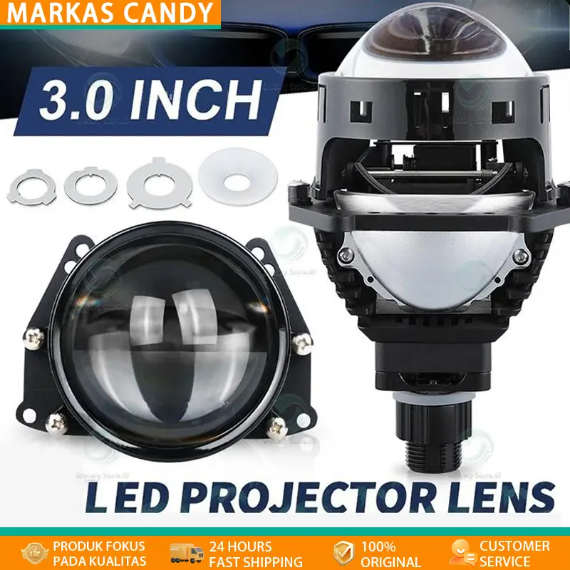 BILED WST 2.5/3 Inci DC 12V 120W 40000LM Projector LED Lens Projie HighBeam 55W, LowBeam 50W