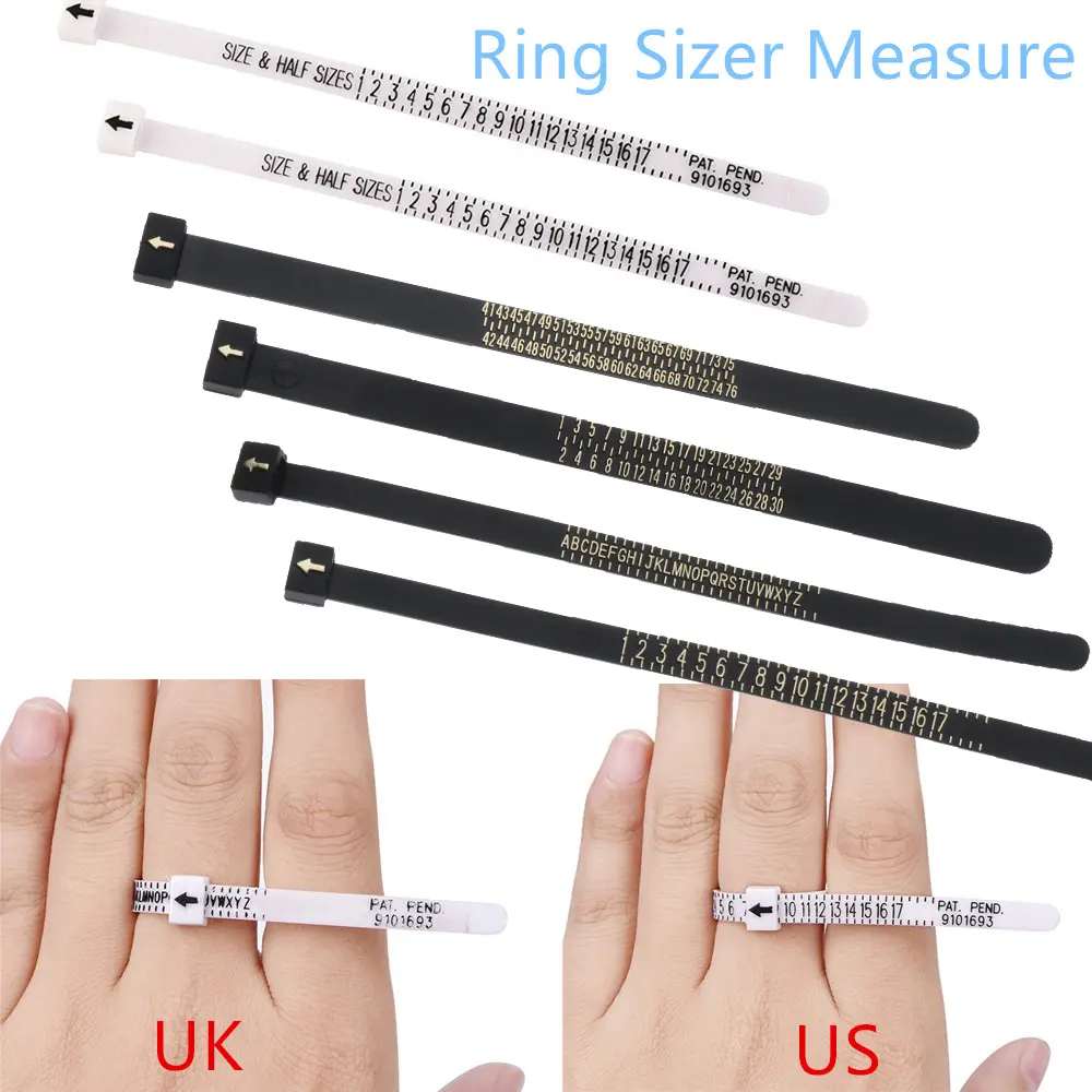 Fashion Sizes A-Z British/American White/Black Finger Gauge Ring Sizer Measure  Tester Wedding Ring Band