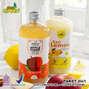 SUUR LEMOEN Paket Murah Cuka Apel 500 ml dan Sari Lemon 500 ml