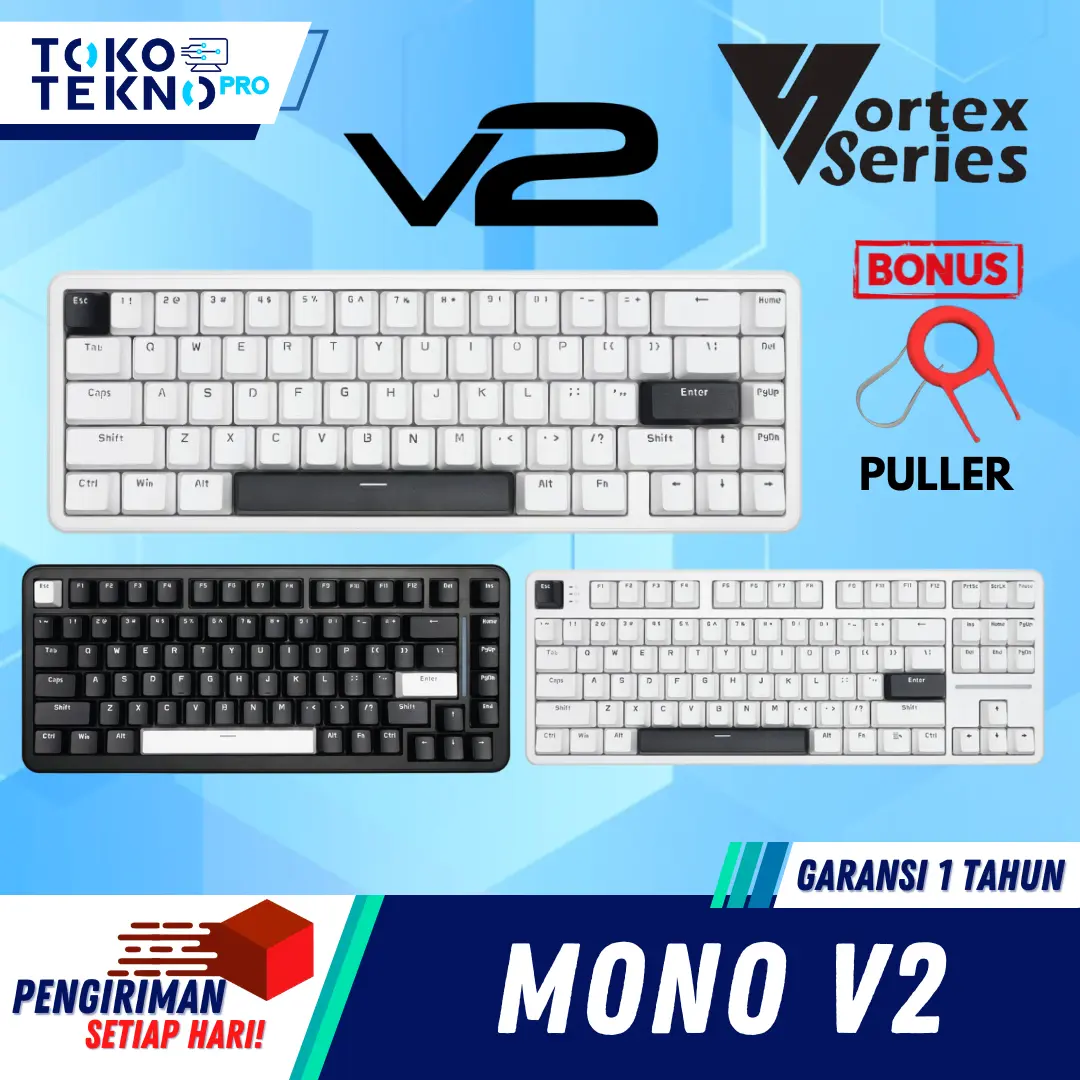 Vortexseries Vortex Mono V2 / V-2 / Gen2 Series Wired Gasket Mount Mechanical Gaming Keyboard 65% / 75% / 87% TKL Layout Hotswappable Universal