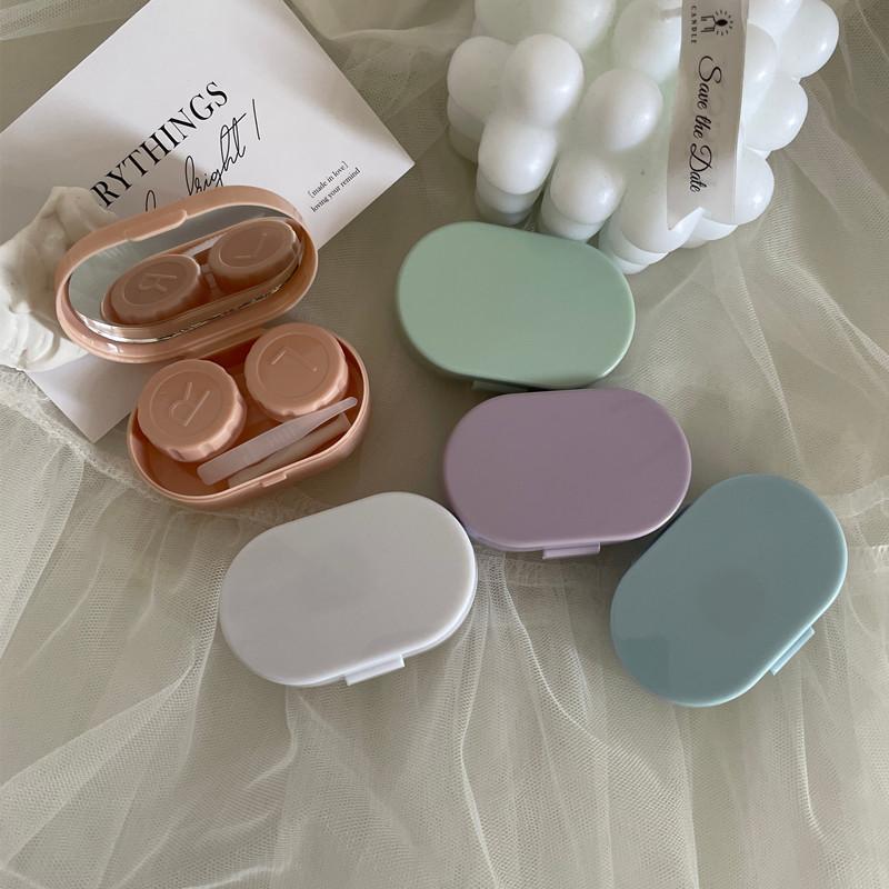 Portable Cute Contact Lens Box Case For Eyes Care Kit Candy Solid Color Softlens Case Kontak Lensa Case Polos Cleaning 0