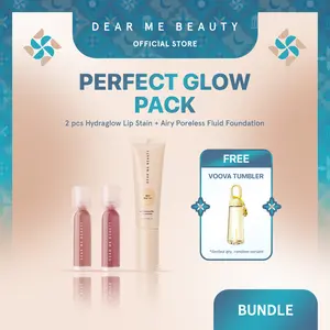 Dear Me Beauty Perfect Glow Pack Bundle - 2pcs Hydraglow Lip Stain + Airy Poreless Fluid Foundation