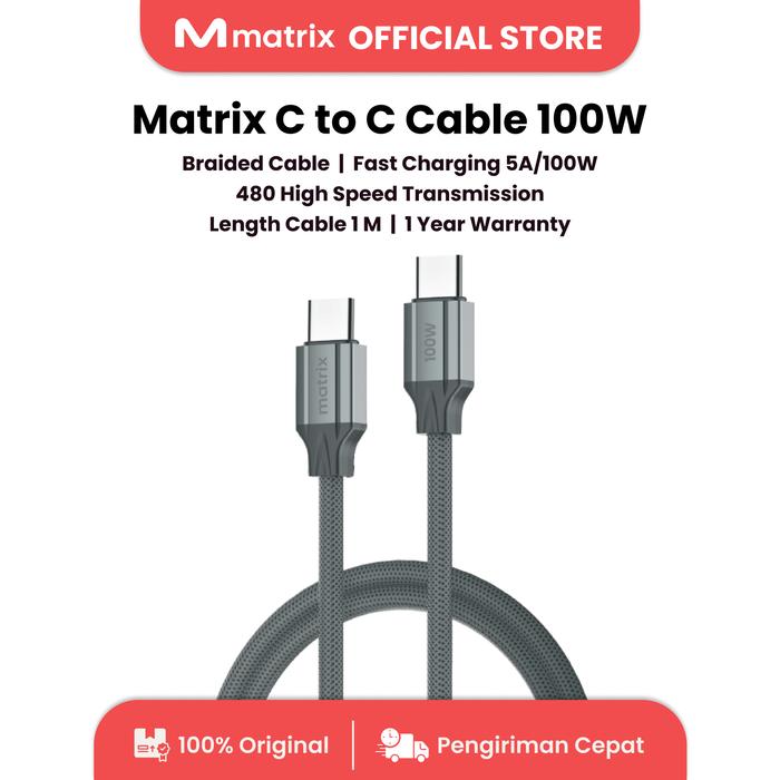 Gambar Matrix - Kabel USB-C to C 1 Meter 100W — Panjang, Kuat, dan Siap Fast Charging dari Matrix Store ID Kota Administrasi Jakarta Barat Tokopedia
