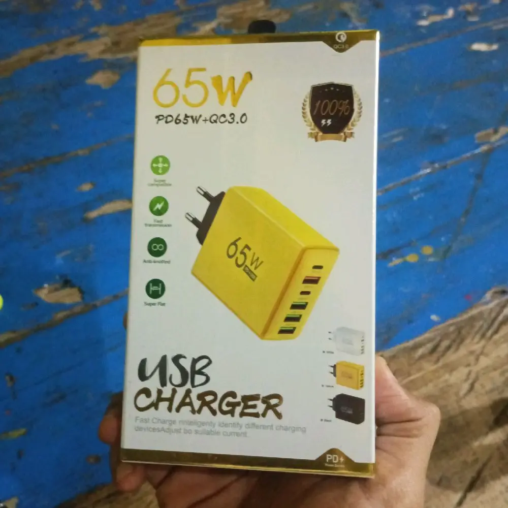 PD65W+QC3.0 USB Charger 65W dengan Fitur Fast Charge dan Super Fast untuk Perangkat Anda