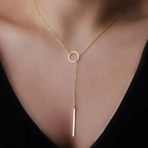 Vòng Cổ Dây Chuyền Đơn Giản, Vòng Kim Loại, Vòng Cổ Dài, Vòng Cổ Ngoại Cỡ