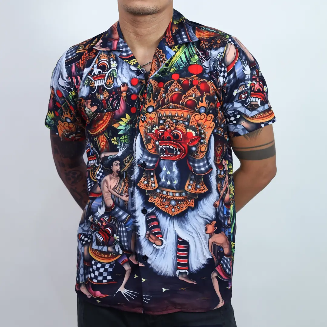 Baju KEMEJA KEKINIAN PRIA WANITA DOWEAR MOTIF KECAK BALI 410 Printing