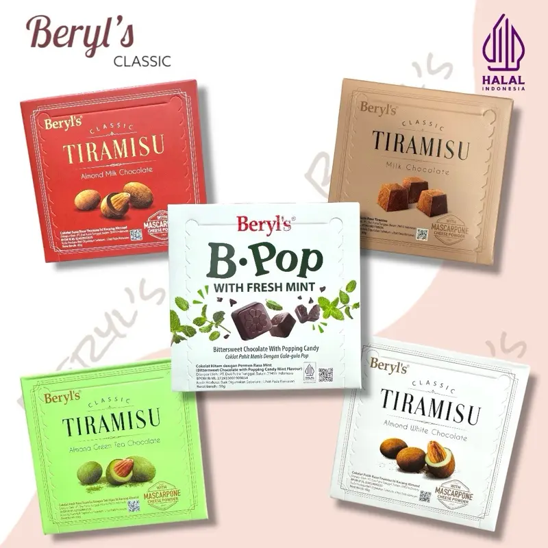 Coklat Beryl's Box 65gram isi -+ 12biji  100% Halal Import Almond Cemilan Chocolate White Cokelat Exp 01-2026