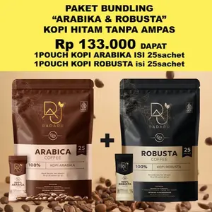 BUNDLING KOPI HITAM TANPA AMPAS 100% ARABIKA & 100% ROBUSTA ISI 25 sachet