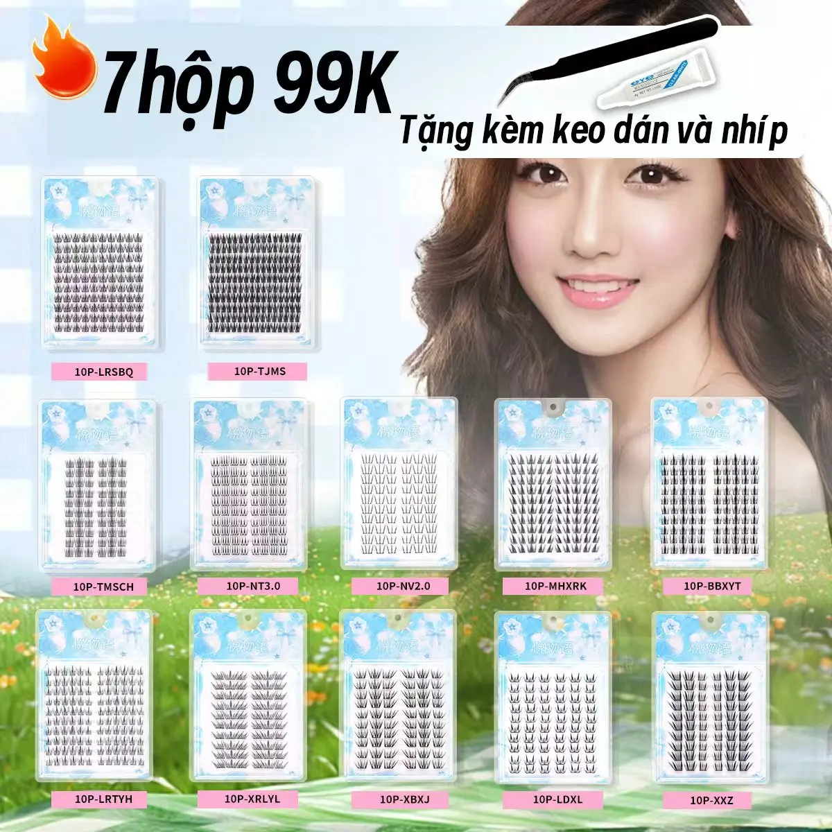 Lông Mi Giả, LS Phiên Bản Nâng Cấp, 7 Hộp Cho 99k, Không Keo, Thiết Kế Hoa Hướng Dương, 12 Kiểu, Mỗi Hộp 10 Hàng, Có Thể Tái Sử Dụng, Chiều Dài 10-13mm, Bao Gồm Nhíp Và Keo Miễn Phí