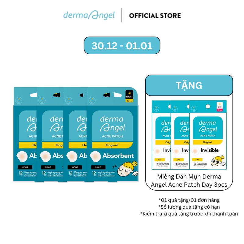 Combo 4 Miếng Dán Mụn Derma Angel Không Tiệt Trùng - Derma Angel Acne Patch Night 12