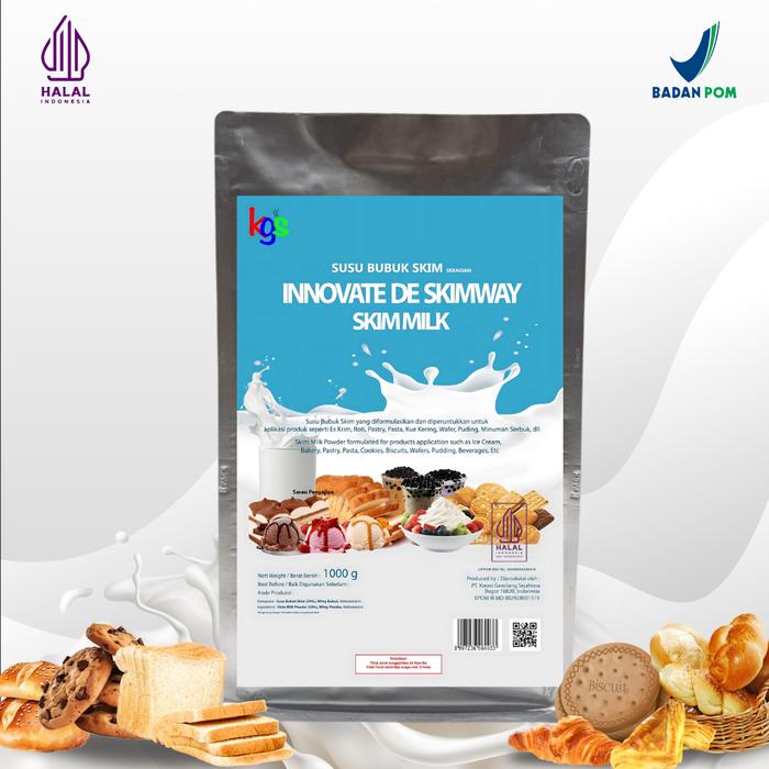 Gambar Innovate De Skimway 1000g Susu Bubuk Skim Premium Halal LPPOM MUI BPOM RI MD untuk Es Krim Pastry Kue Kering Wafer Biskuit Puding Minuman Serbuk dari WFI Nutrisi Innovate Powder Kab. Bogor Tokopedia