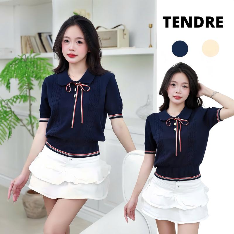   New Collection 2025  Áo Len Cộc Tay Vibe Tiểu Thư Sang Chảnh Mix Dây Nơ Siêu Nữ Tính Dễ Phối Đồ Đi Làm Đi Chơi,.... M14 