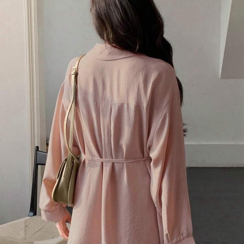 Kemeja Sakura Polos Atasan Wanita Oversize Bahan Crinkle Korean Style Terbaru kancing Panjang Baju Fit Tangan 6