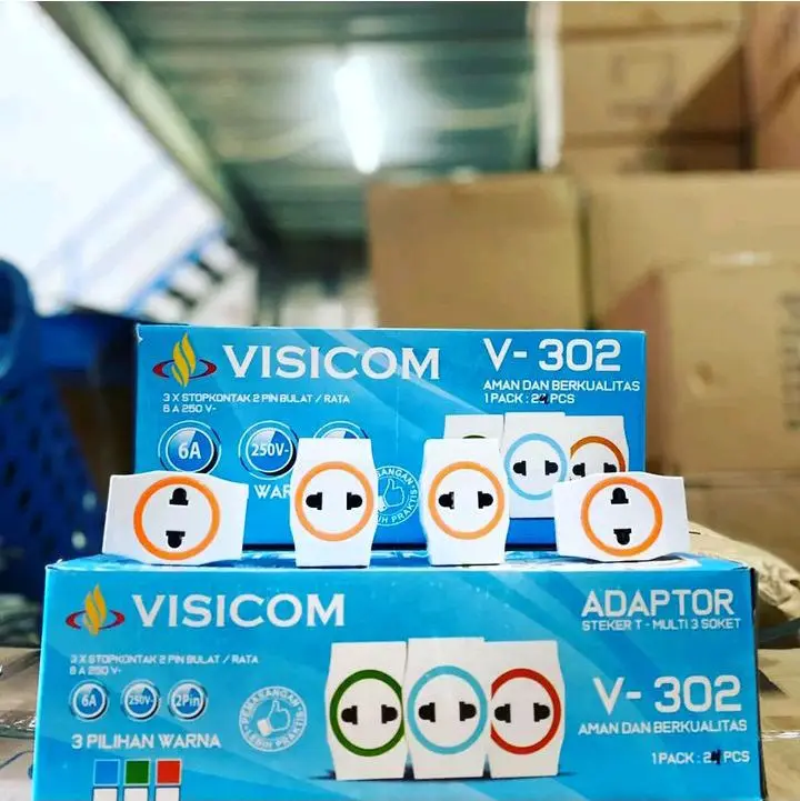 Stecker 3 Cabang Visicom - Alat Listrik 3 Way