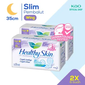 Laurier Healthy Skin Night 6s Twinpack - Pembalut Wing 35cm