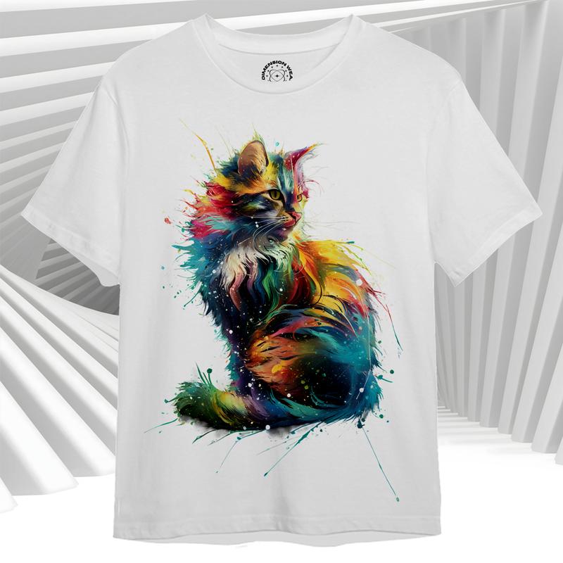 3DimensionWear T-Shirt 3D Abstract Art Cat - DT0037 1