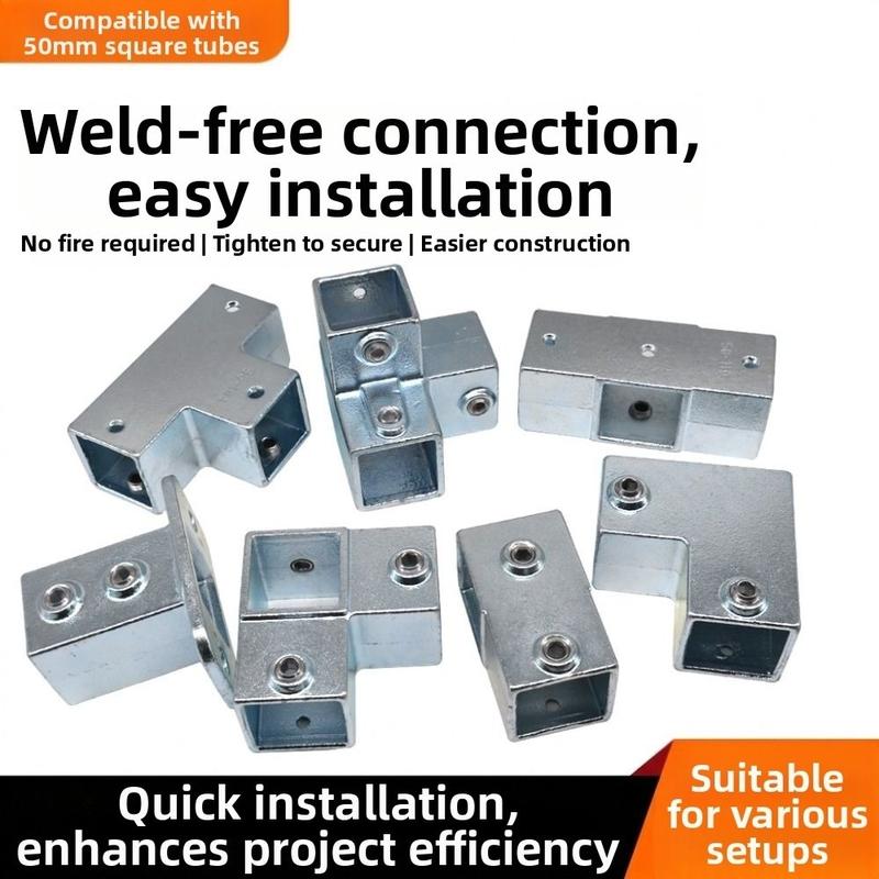 YeRi Store Mới 50mm Khớp nối ống vuông Thép mạ kẽm Lắp ráp không cần hàn Khớp…