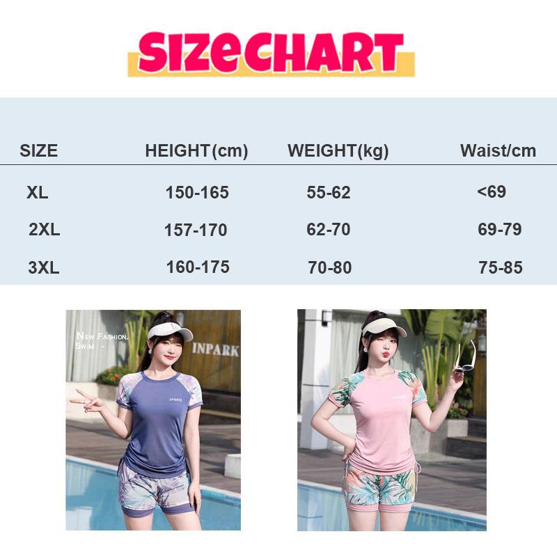 Product Introduction of 『Ariel』READY STOCK XL-XXXL Good Quality Big Size Swimsuit Women lady Swimming Sport shirt pants Set Two Piece style Outdoor 6