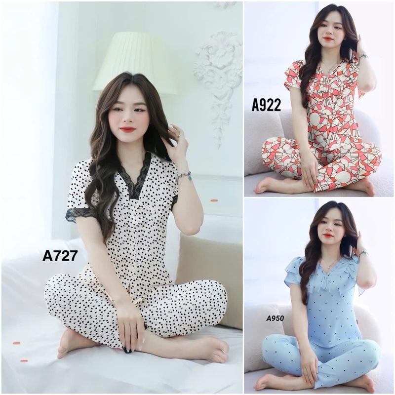 đồ bộ mặc nhà, bộ ngủ nữ tay cộc quần dài chất lụa hàn mặc 4 mùa đủ size