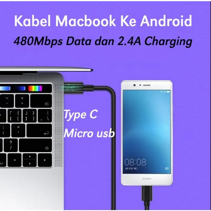 Universal Kabel USB Type C To Micro B Data Charging Male to Male Android Micro usb Tipsi Cable hp baru lama 3