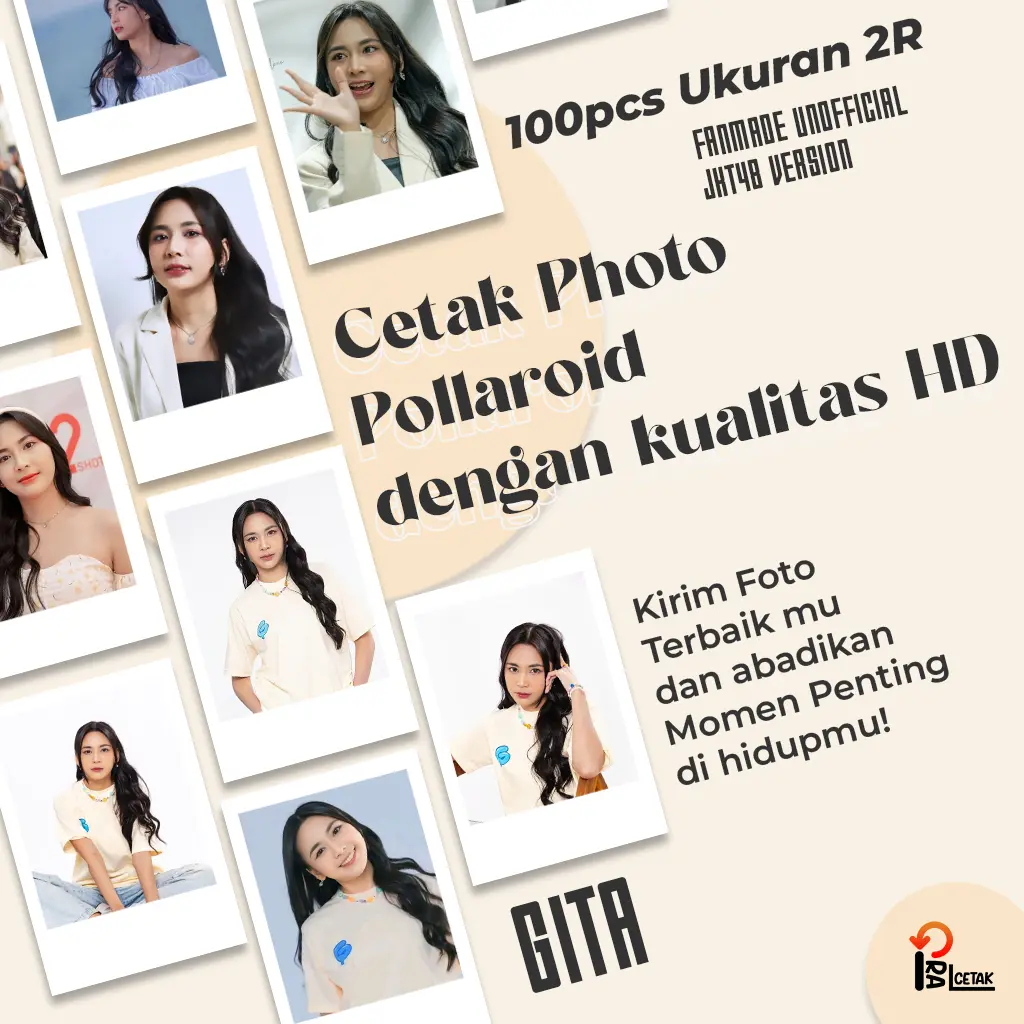 Pracetak photo pollaroid 2r 100PCS JKT48 Gita Version  - HIGH Quality 1 sisi JKT48 PQT010 FANMADE