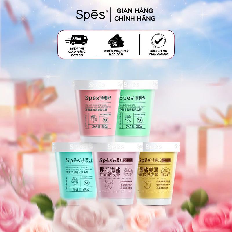 Tẩy tế bào chết da đầu SPES tinh chất muối biển tạo phồng dưỡng ẩm phục hồi tóc 280g