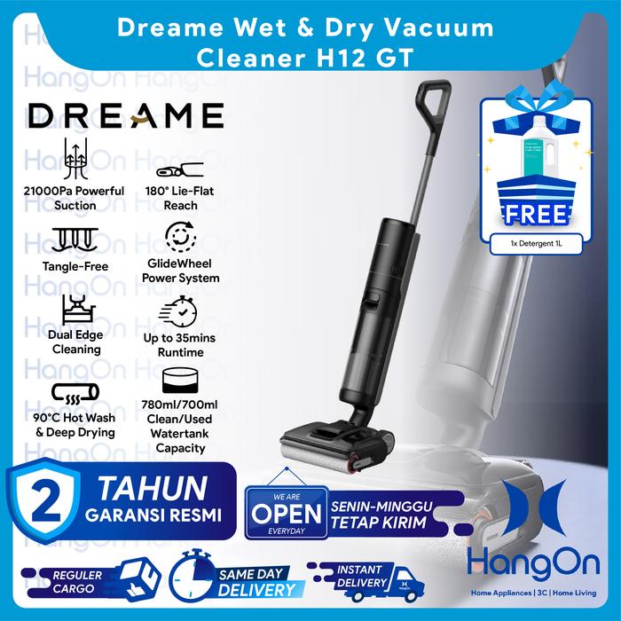 Gambar Dreame H12 GT Wet & Dry Vacuum Cleaner | 180° Lie-Flat | 21000Pa | 90°C Hot Air Washing | 90°C Hot Air Drying | 60-Mins FlashDry | Dual Edge Cleaning | GlideWheel | Vakum Kering Basah Pembersih Lantai 21kPa H12GT Penyedot Debu Sapu Pel dari HangOn Official Store Kota Tangerang Tokopedia