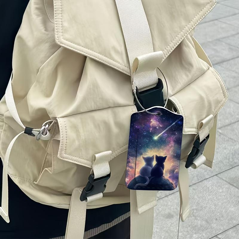 Starry Sky Cat Sight Pattern Luggage Tag Boarding Pass Holder Travel Document…